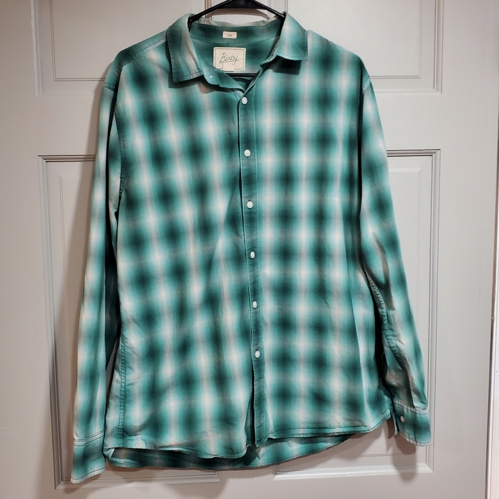 Bixby Shirt Mens Size Large Slim Fit Plaid Button Down Long‎ Sleeve no pockets